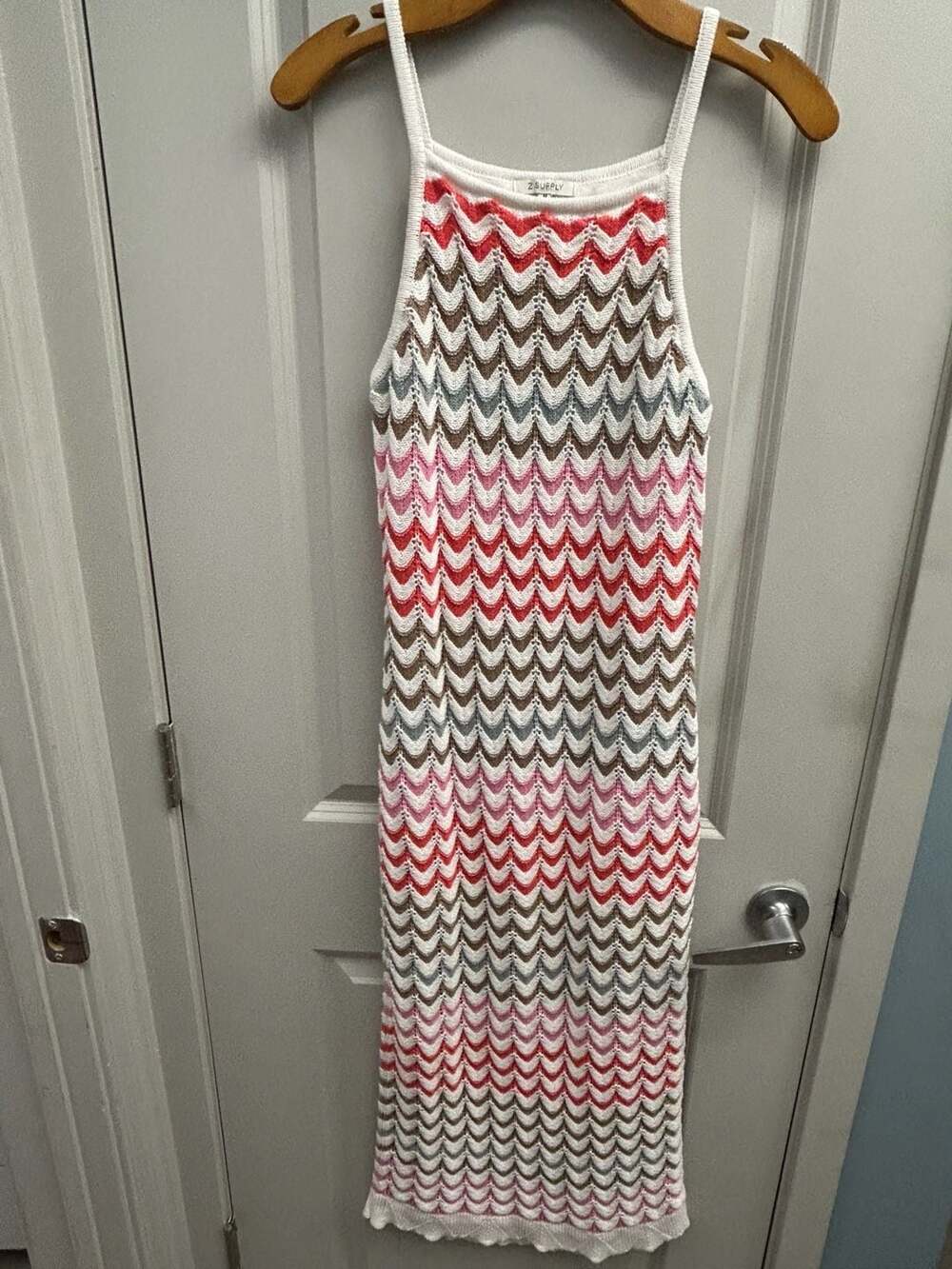 Z Supply Camille Stripe Crochet Midi Dress Size M Multicolor
